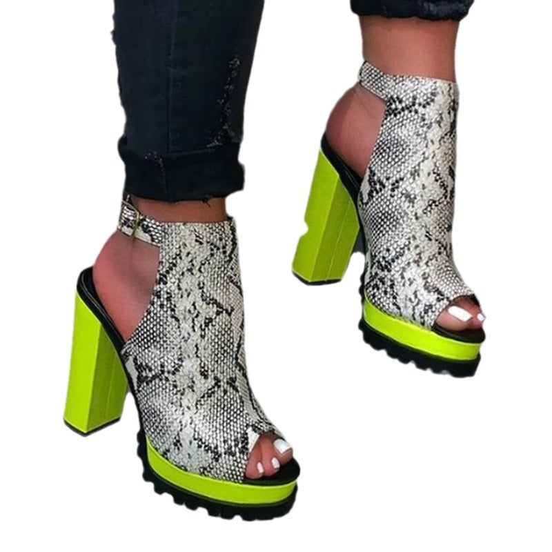 Kenike leopard high heel sandals heel detail