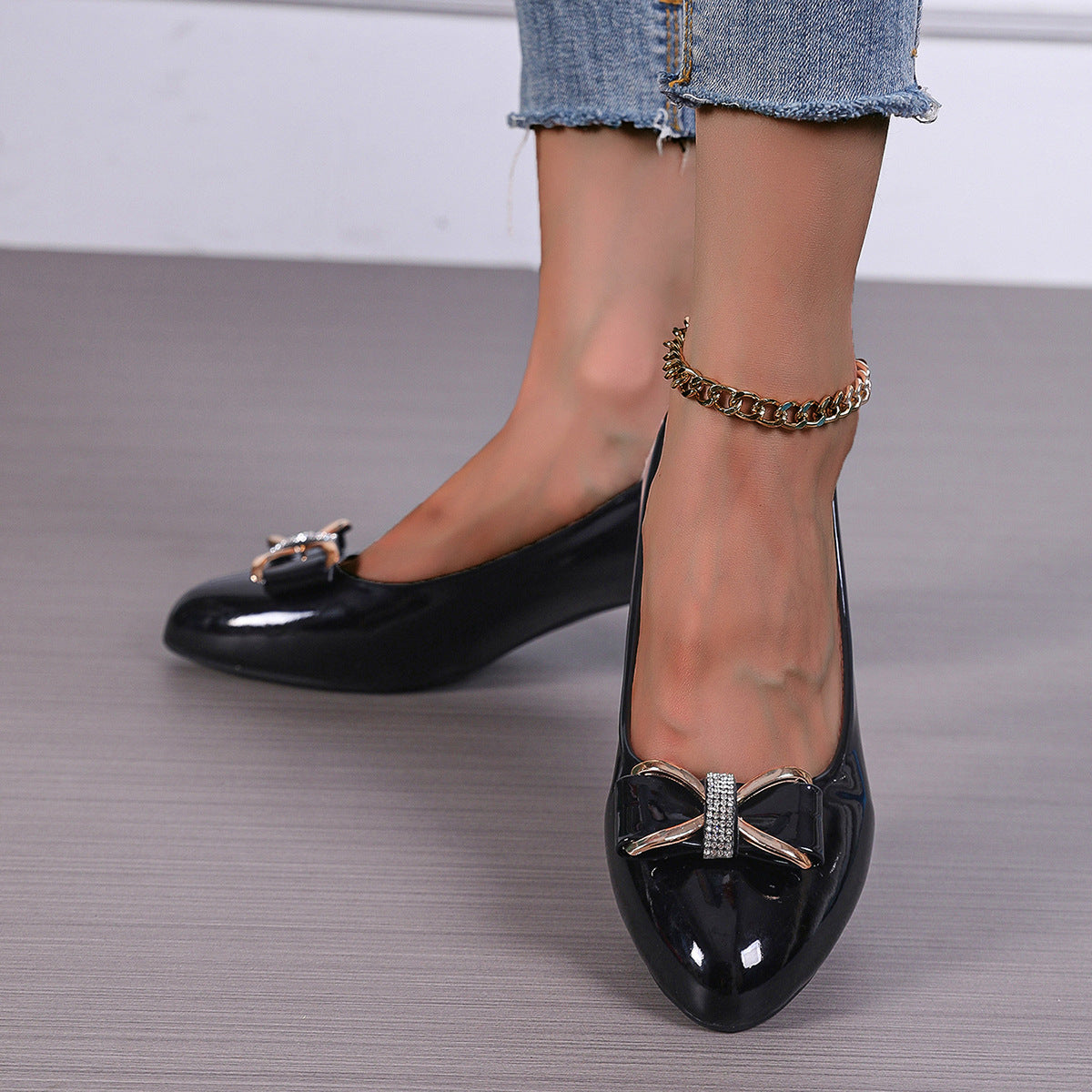 Kenike Korean style high heel pumps angled view