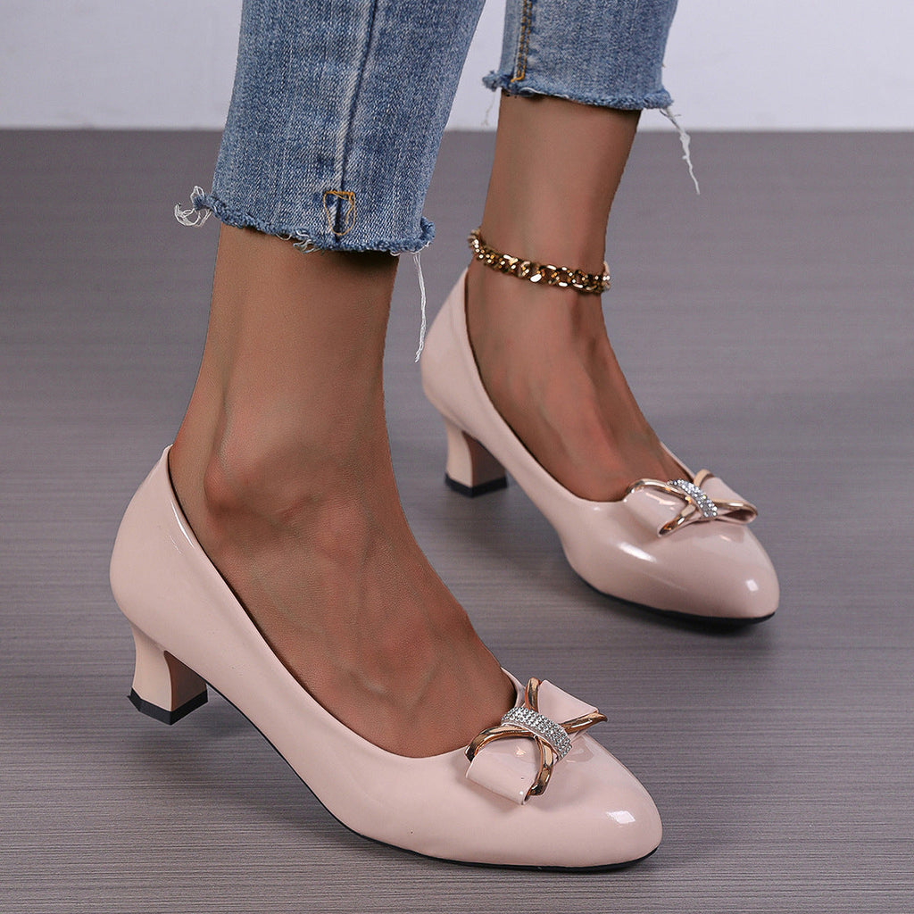 Kenike red bow pointed toe high heel pumps variant