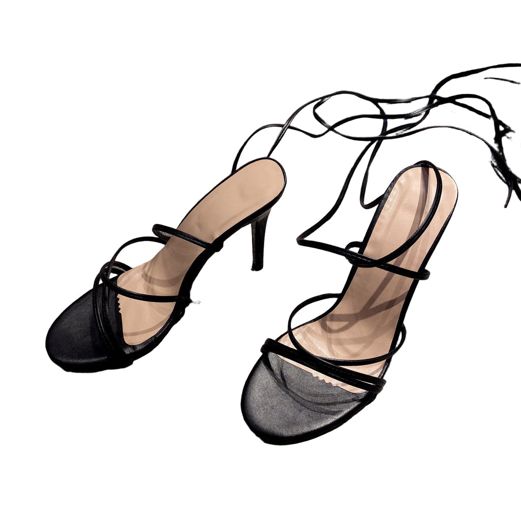 Kenike black strap stiletto heel sandals variant