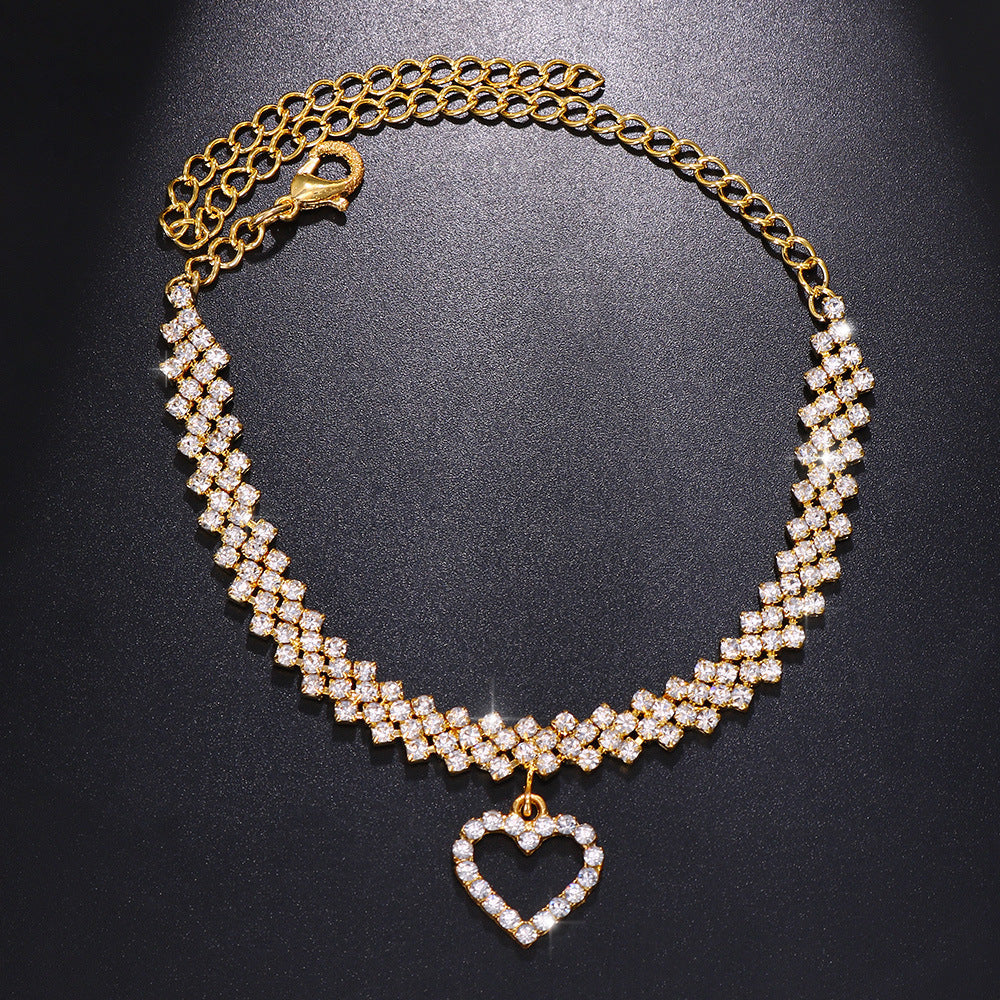 Kenike women's rhinestone anklet worn detail