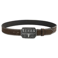 Kenike brown western cow head buckle denim belt 120cm variant