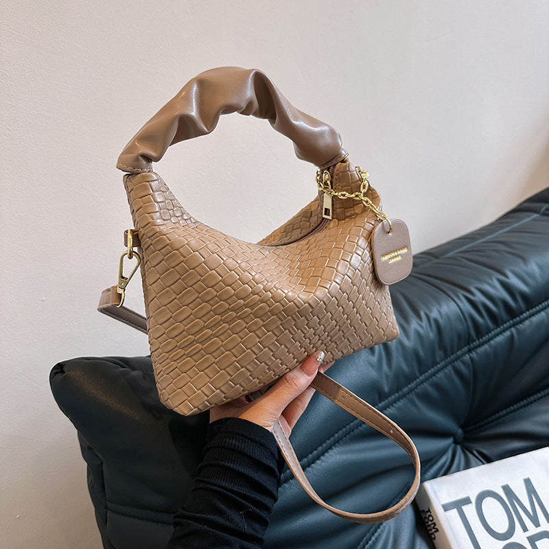 Kenike women's all-match messenger bag in khaki front view