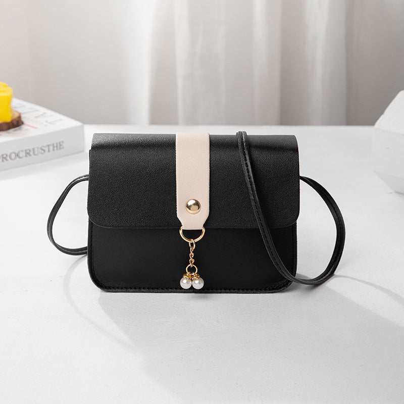 Kenike black contrast pearl pendant small square bag variant