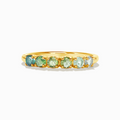 Ombre green tourmaline eternity band in 18k gold vermeil on white background