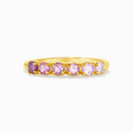 Ombre pink tourmaline eternity band in 18k gold vermeil on white background