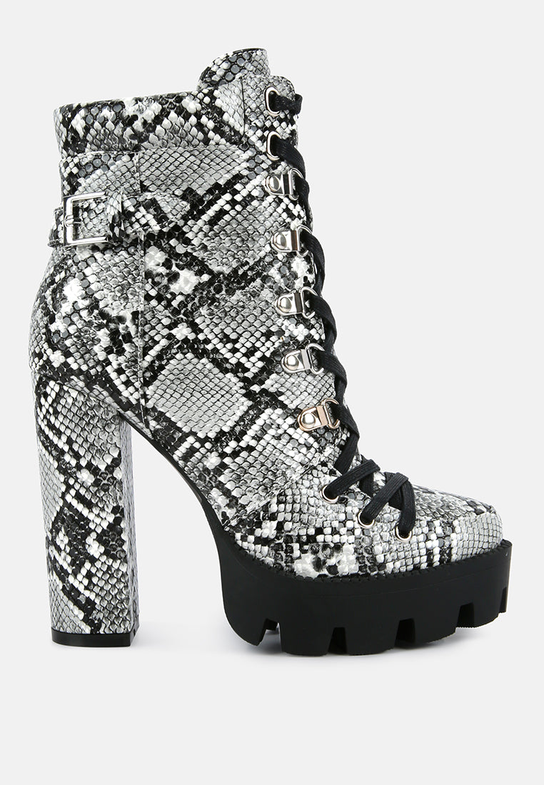 Kenike Palmetto black snake skin ankle boots variant