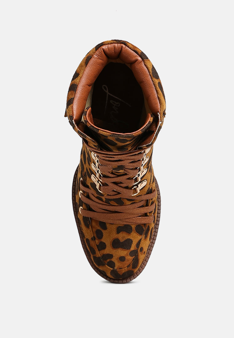 Kenike Palmetto leopard snake skin ankle boots front view