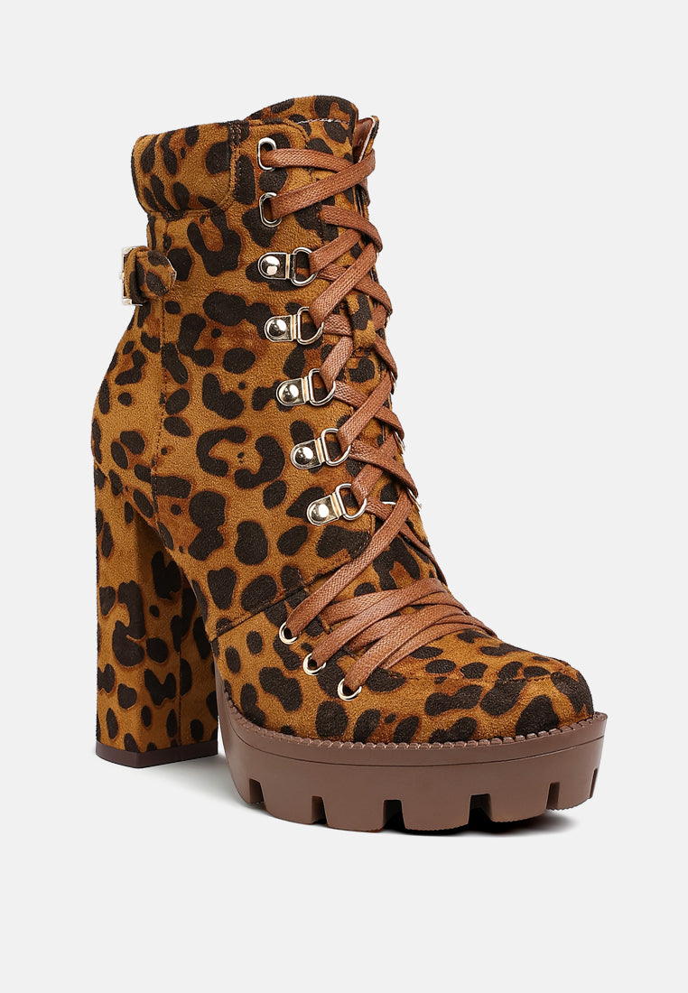 Kenike Palmetto leopard snake print ankle boots side profile