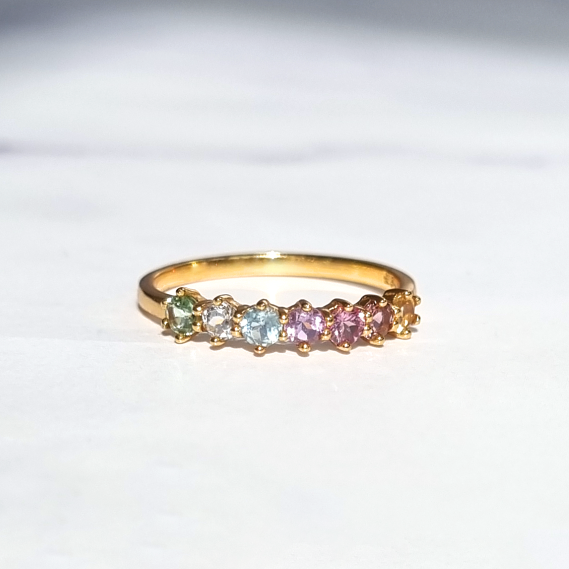 Pastel rainbow gemstone ring in 18k gold vermeil product image