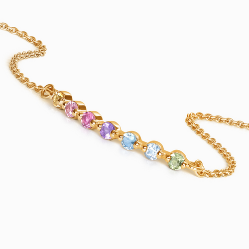 Pastel rainbow gemstone bracelet in 18k gold vermeil product image