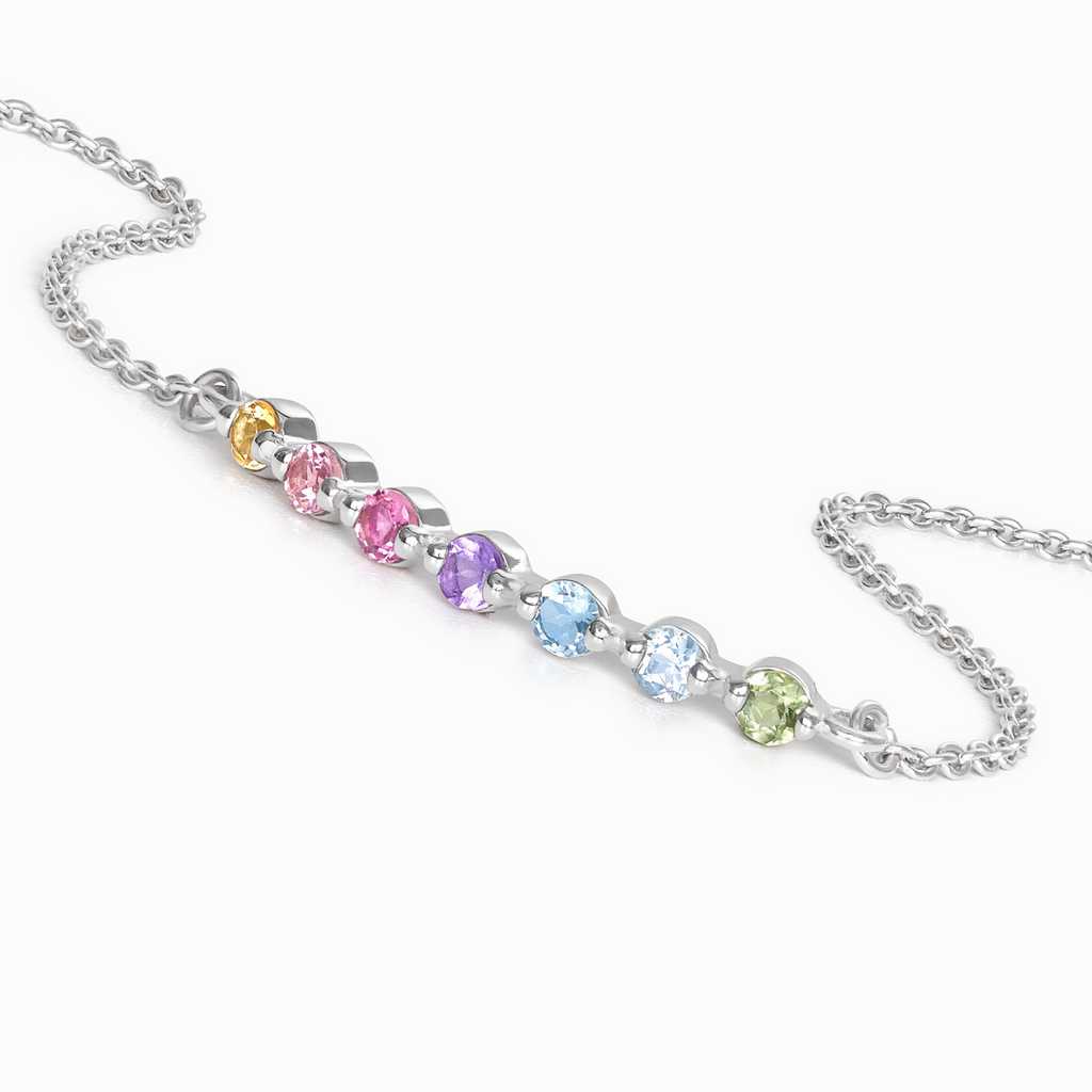 Pastel rainbow gemstone bracelet in sterling silver product image