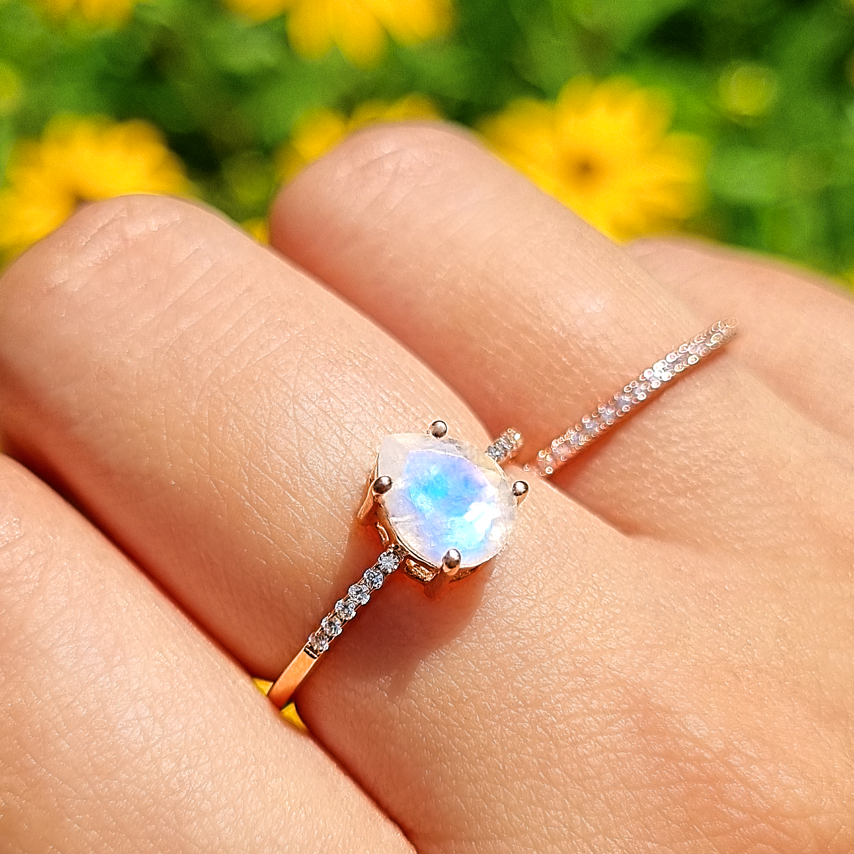 Pear cut moonstone rose gold vermeil ring product image