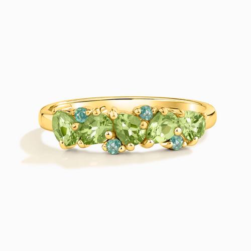 Vianne Jewellery emerald and peridot half eternity ring in 18k gold vermeil
