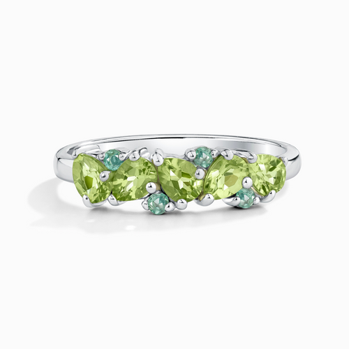 Vianne Jewellery emerald and peridot half eternity ring in sterling silver
