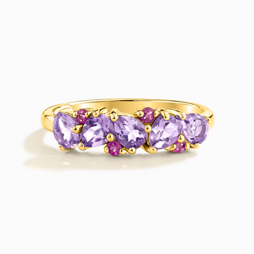 Vianne Jewellery pink ruby and lavender amethyst half eternity ring in 18k gold vermeil