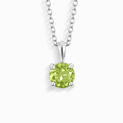 Vianne Jewellery peridot solitaire pendant necklace in sterling silver