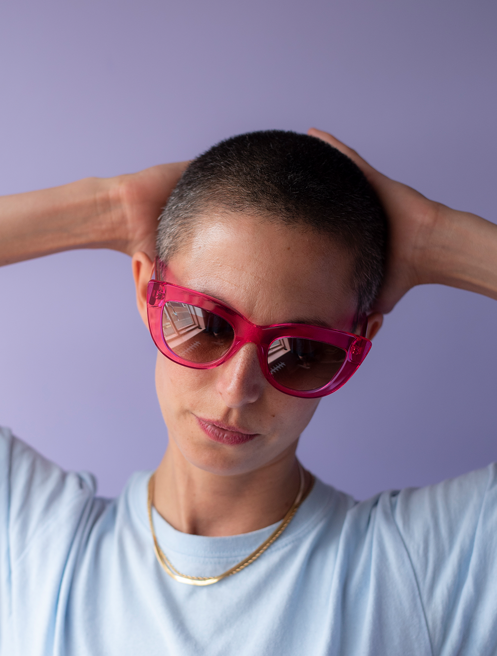 zoedepass Pixie Pink crystal sunglasses lifestyle image