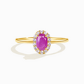 Ruby ring in 18k gold vermeil on white background