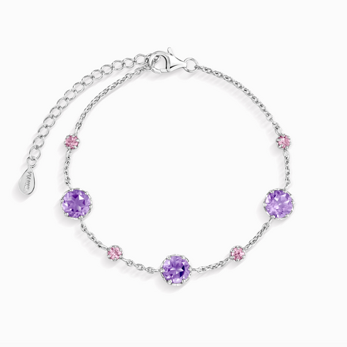 Vianne Jewellery pink sapphire and lavender amethyst bracelet in sterling silver