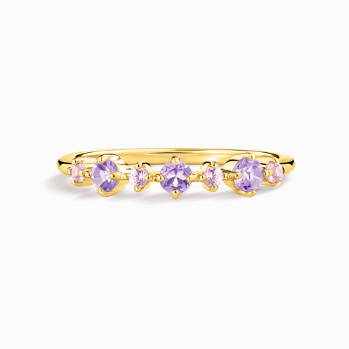 Vianne Jewellery pink sapphire and lavender amethyst half eternity ring in 18k gold vermeil