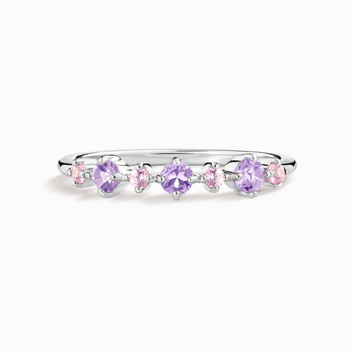 Vianne Jewellery pink sapphire and lavender amethyst half eternity ring in sterling silver