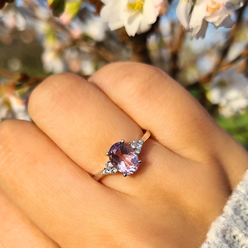 Lavender amethyst ring in sterling silver portrait image