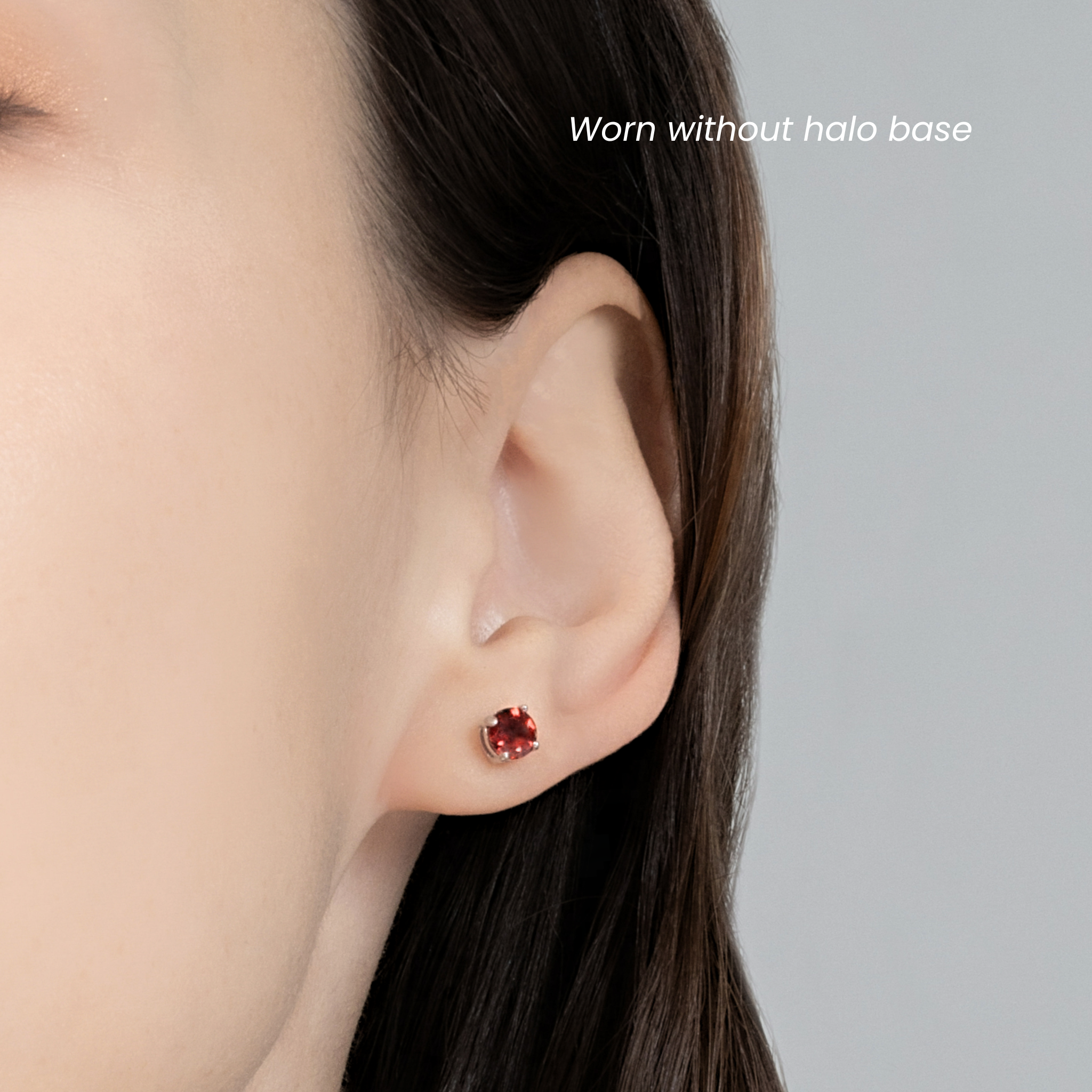 Garnet Halo Stud Earrings with Jackets in Sterling Silver