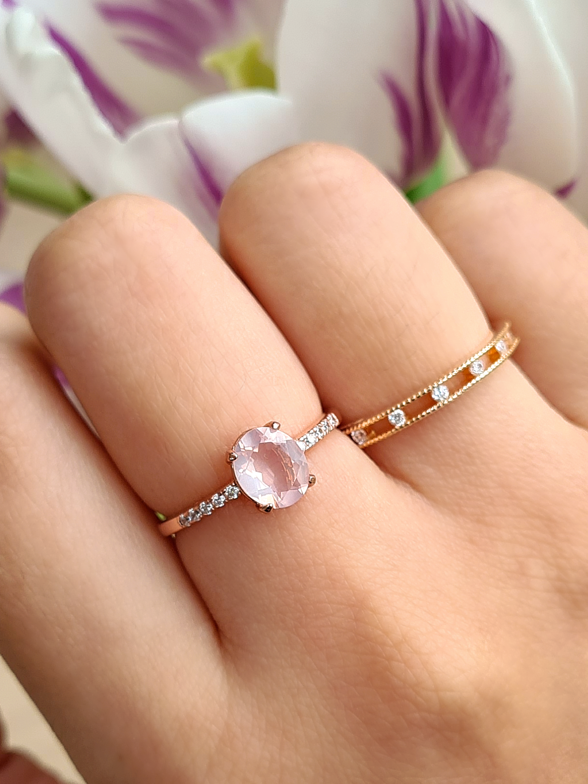 Rose quartz ring and Stella ring group image
