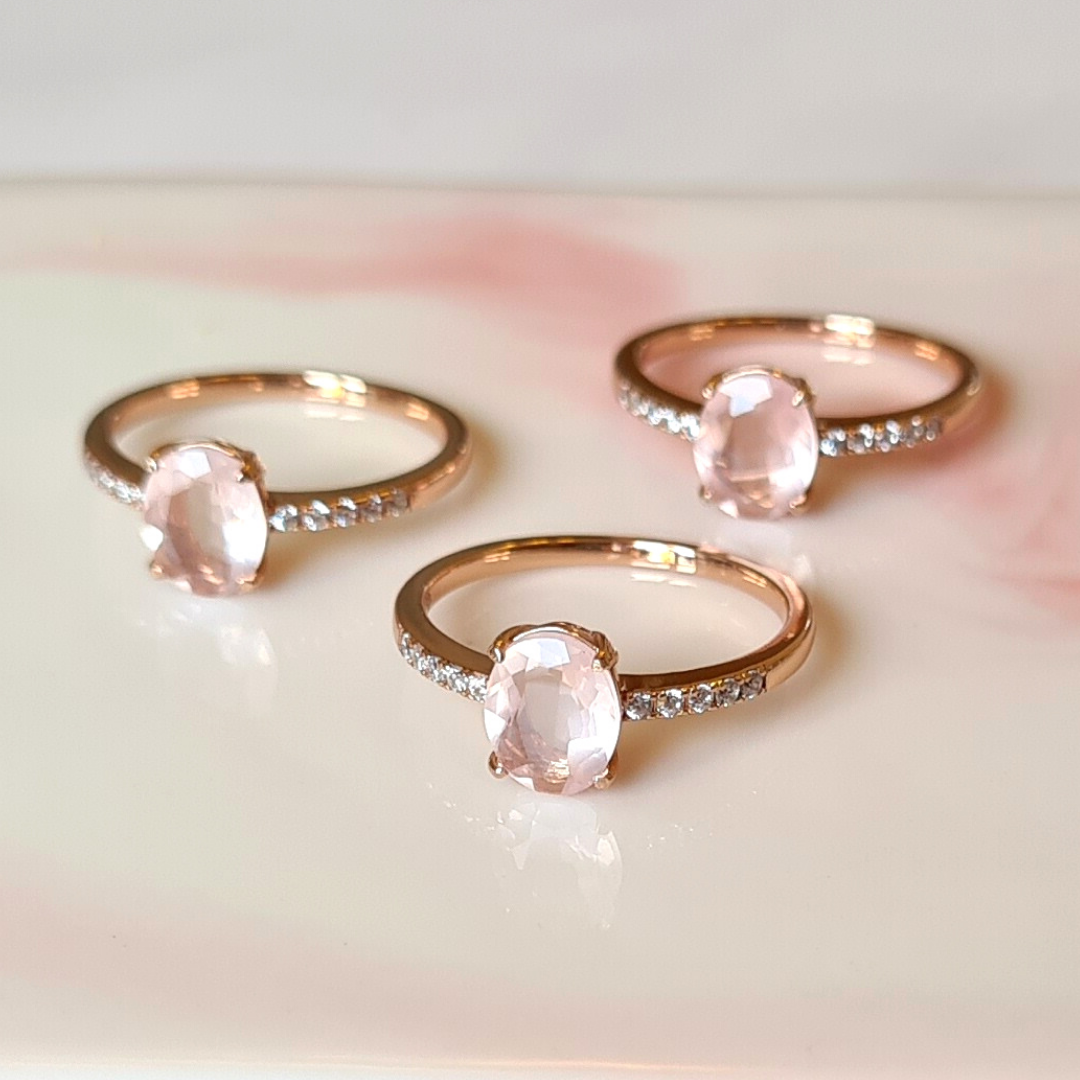 Rose quartz jewellery group image