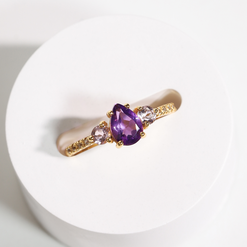 Amethyst and lavender amethyst ring in 18k gold vermeil product image