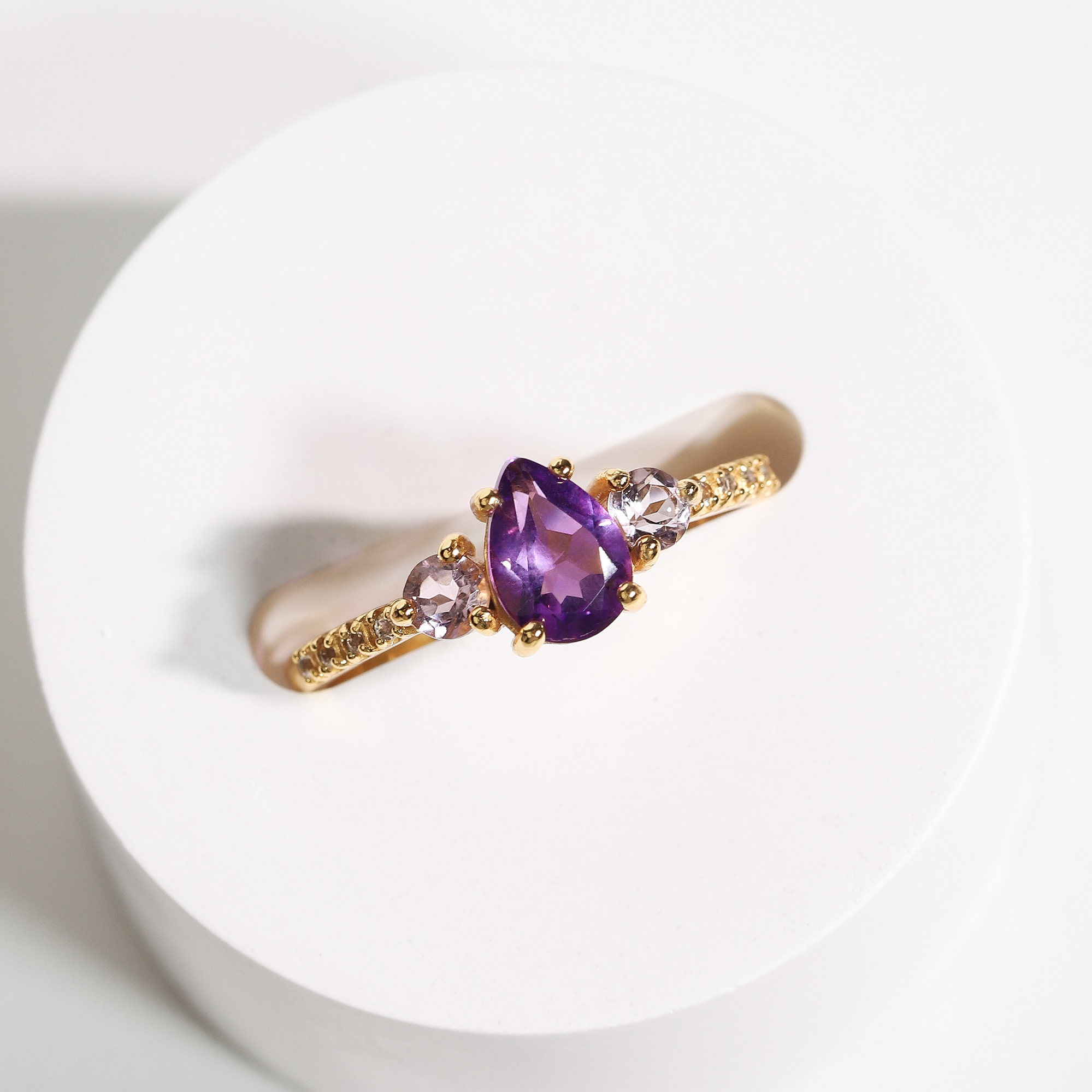 Amethyst and lavender amethyst ring in 18k gold vermeil product image