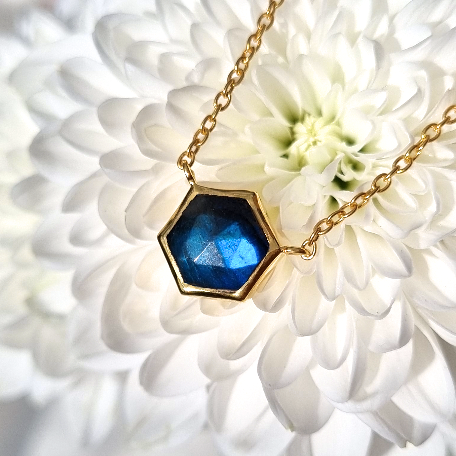 Labradorite necklace in 18k gold vermeil lifestyle image