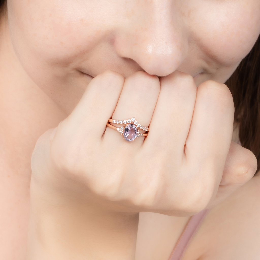 Wishbone curved eternity rings in 18k rose gold vermeil detail image
