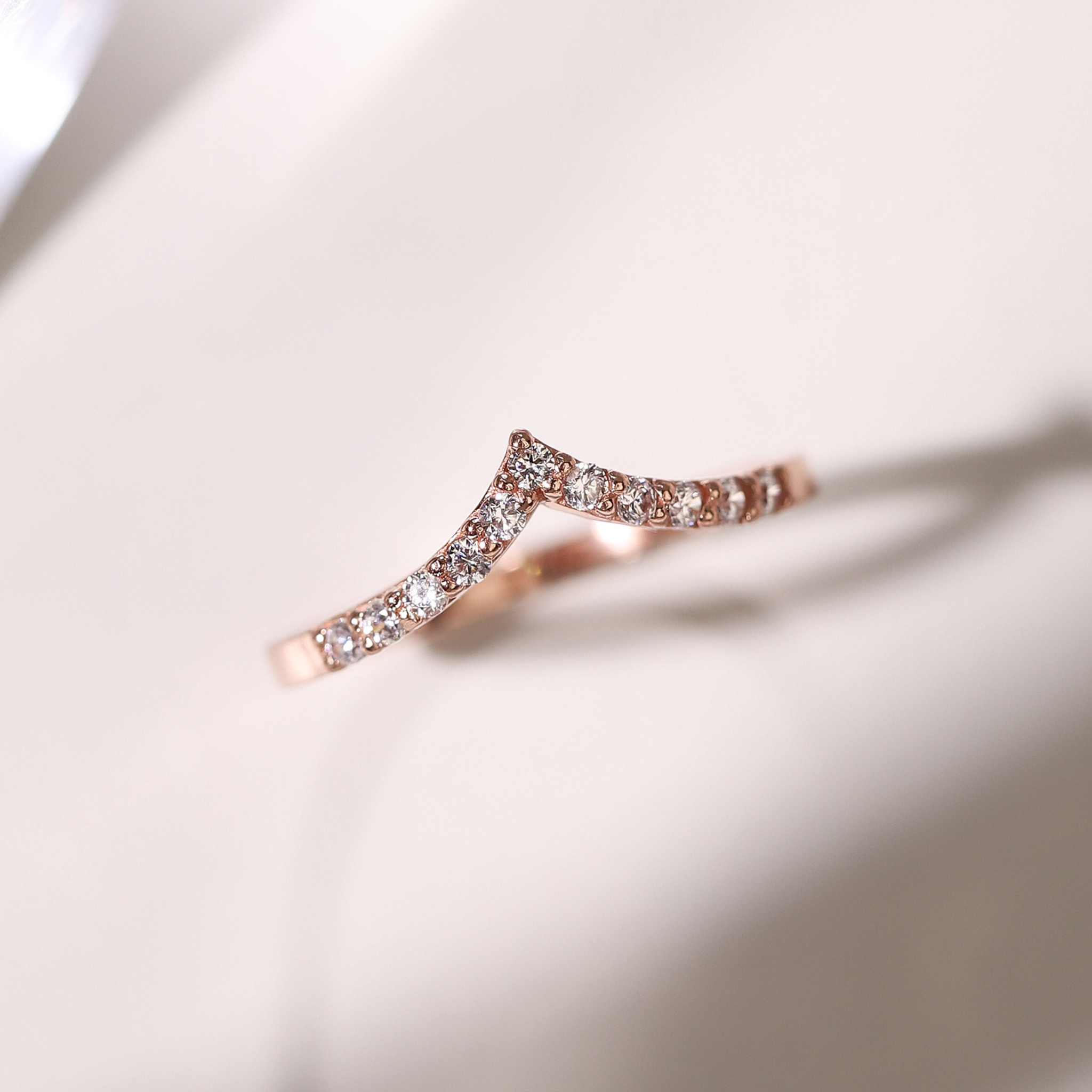 Wishbone curved eternity rings in 18k rose gold vermeil styled image