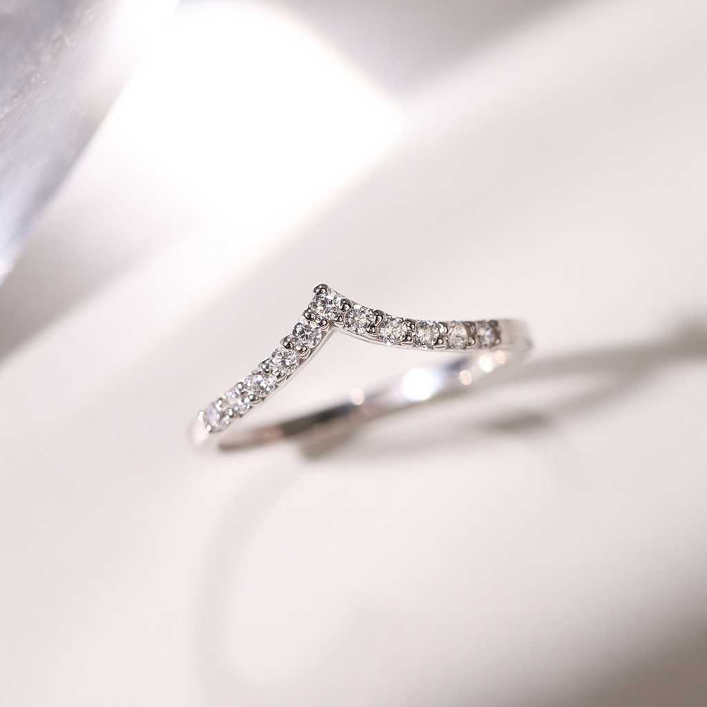 Wishbone curved eternity rings in sterling silver lifestyle image