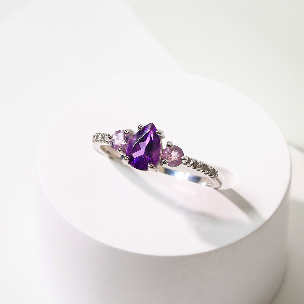 Amethyst and lavender amethyst ring in sterling silver product image