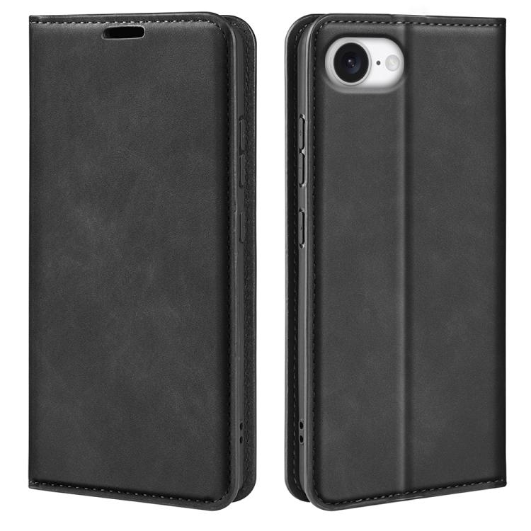 Retro magnetic leather iPhone case in black for iPhone 17e or 16e