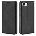 Retro magnetic leather iPhone case in black for iPhone 17e or 16e