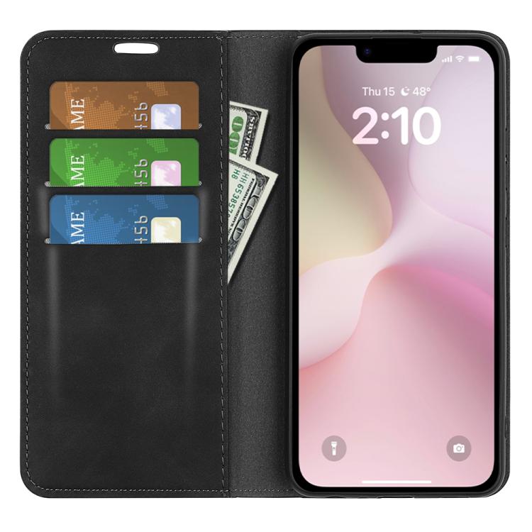 Retro magnetic leather iPhone case holder design detail