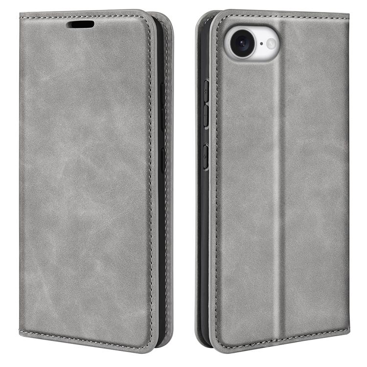 Retro magnetic leather iPhone case in grey for iPhone 17e or 16e