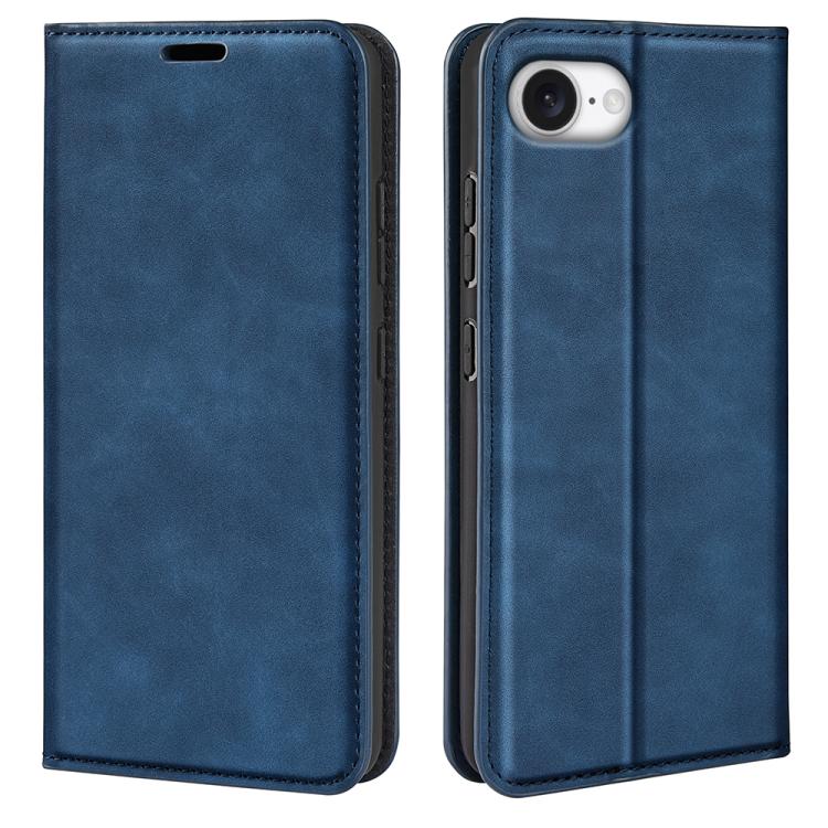 Retro magnetic leather iPhone case in dark blue for iPhone 17e or 16e
