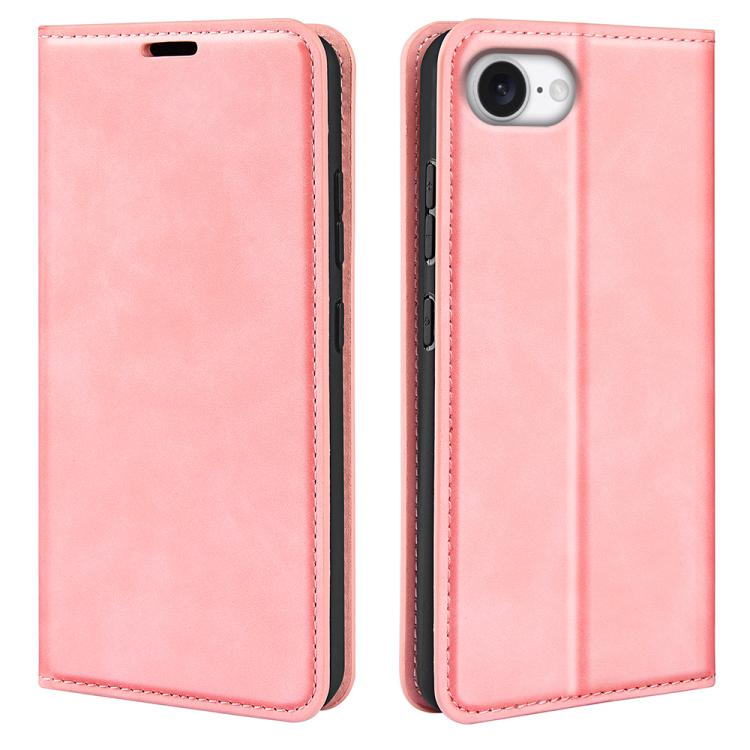 Retro magnetic leather iPhone case in pink for iPhone 17e or 16e