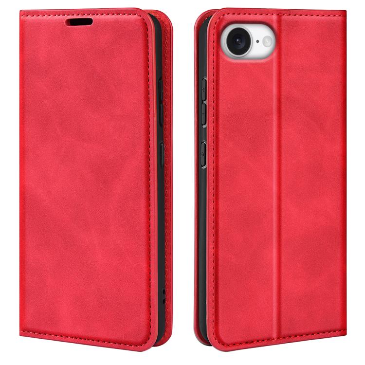 Retro magnetic leather iPhone case in red for iPhone 17e or 16e