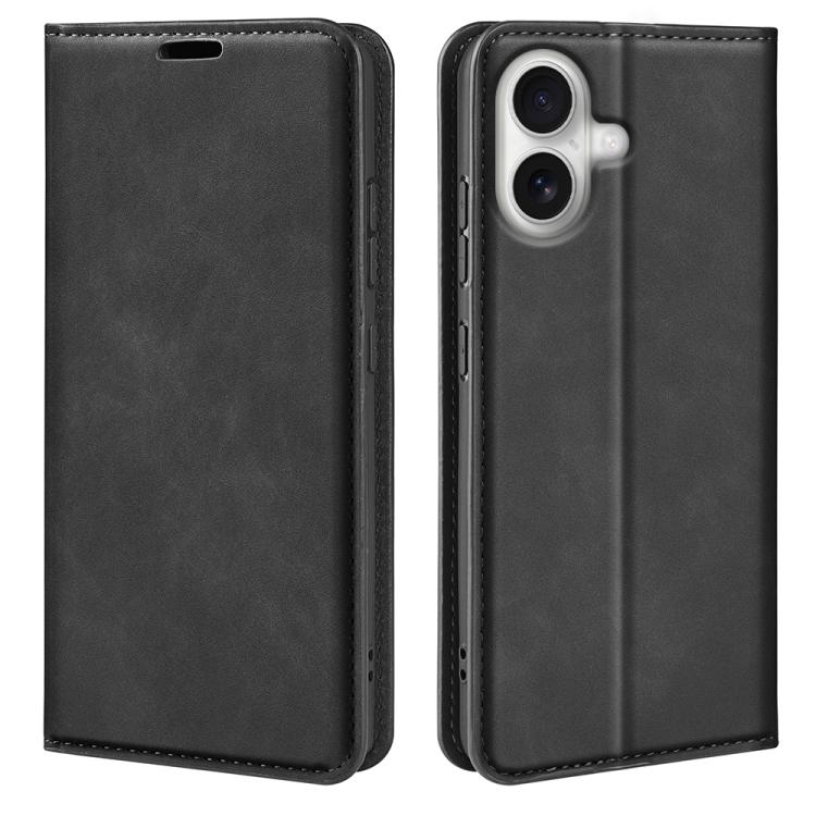 Retro magnetic leather iPhone case in black for iPhone 17