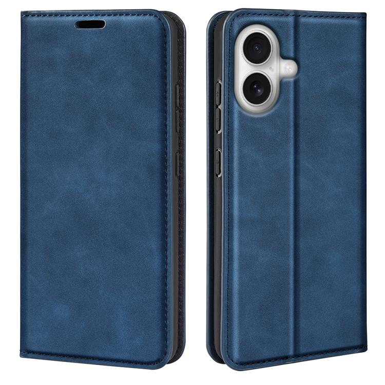Retro magnetic leather iPhone case in dark blue for iPhone 17