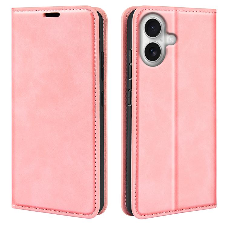 Retro magnetic leather iPhone case in pink for iPhone 17