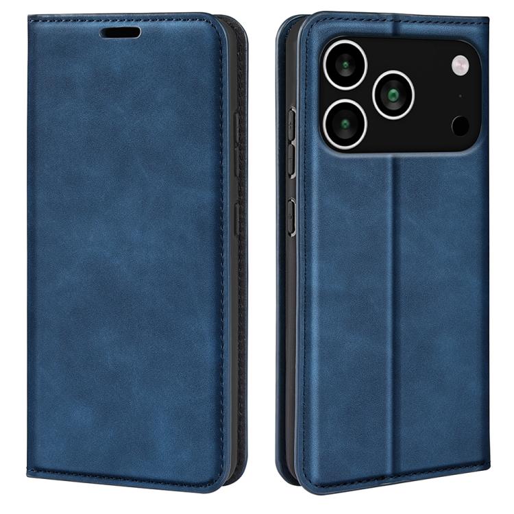 Retro magnetic leather iPhone case in dark blue for iPhone 17 Pro Max
