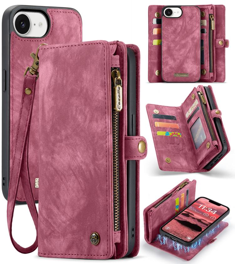 Red CaseMe 008 detachable iPhone 17e and 16e wallet stand case