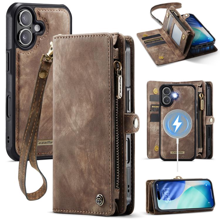 Brown CaseMe 008 detachable iPhone 17 wallet stand case